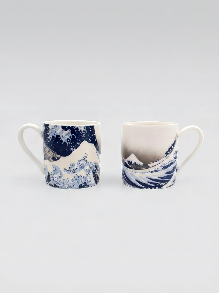 Close-up of espresso cup with The Great Wave illustration by Katsushika Hokusai — ArtyGifts
