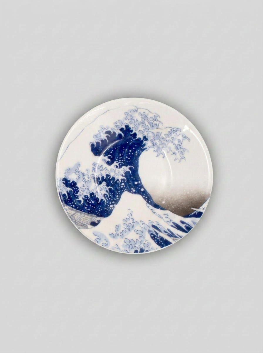 Detail of espresso saucer with The Great Wave motif by Katsushika Hokusai — ArtyGifts

