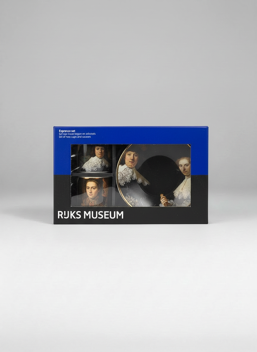 Packaged set from Rijksmuseum with images of portraits on a gray background