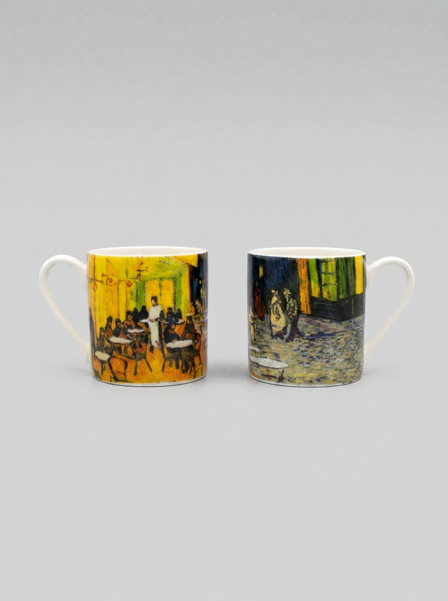 Espresso set and packaging – Terrace at Café at Night by Vincent van Gogh, ArtyGifts
