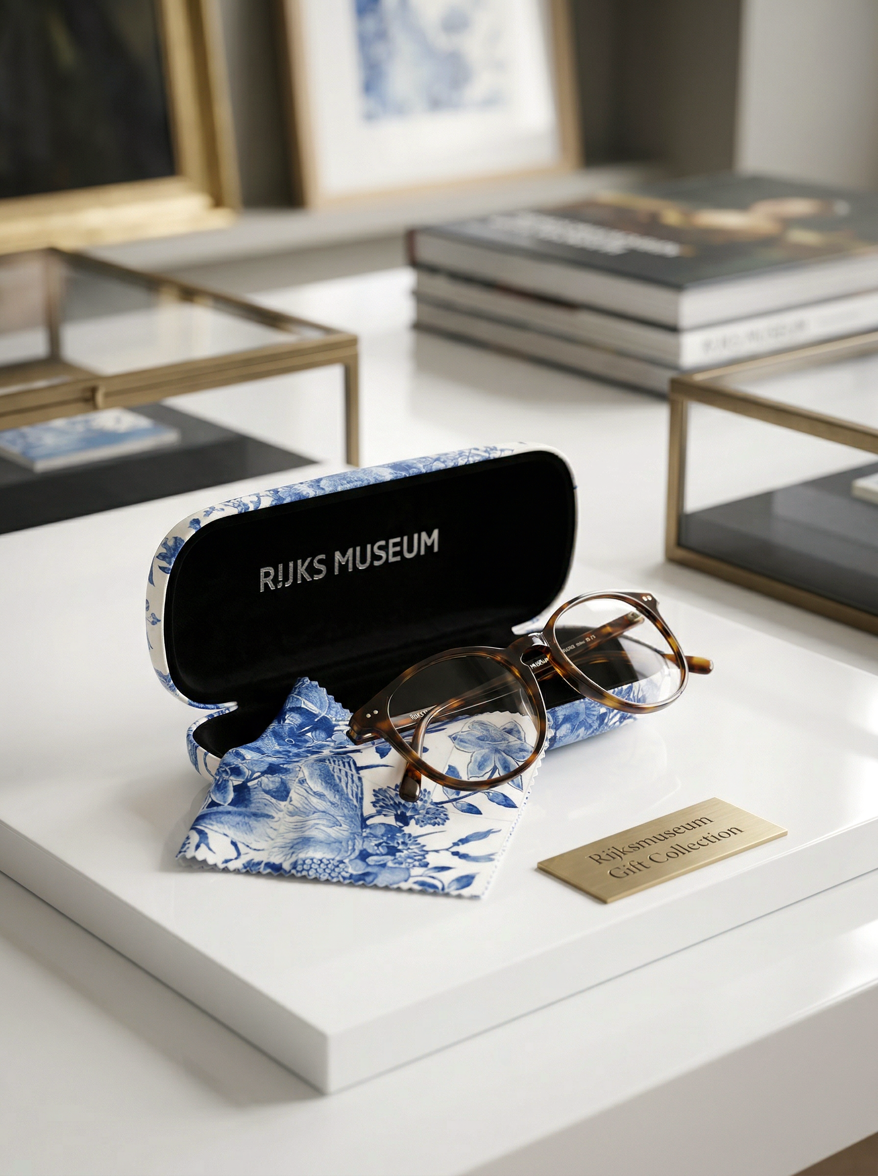 Eyewear Care Gift Set Delft Blue Birds – spectacle case with microfiber cloth | Rijksmuseum x ArtyGifts
