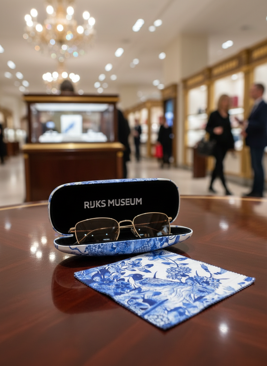 Eyewear Care Gift Set Delft Blue Birds – spectacle case with microfiber cloth | Rijksmuseum x ArtyGifts
