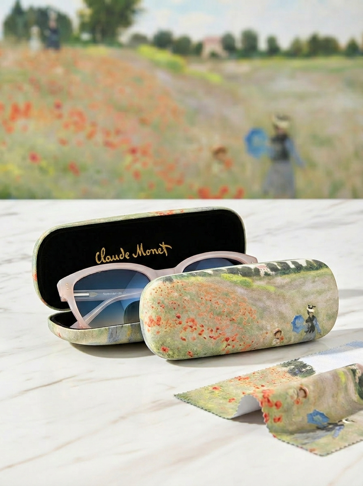 Eyewear Care Gift Set Field with Poppies Claude Monet – spectacle case with microfiber cloth | ArtyGifts
