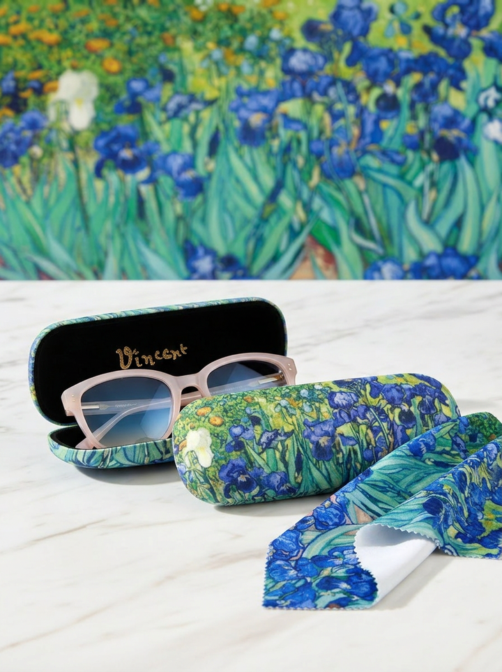 Eyewear Care Gift Set Irises Vincent van Gogh – spectacle case with microfiber cloth | ArtyGifts
