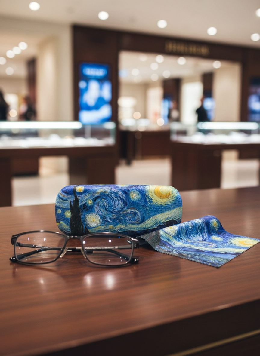 Eyewear Care Gift Set Starry Night Vincent van Gogh – spectacle case with microfiber cloth | ArtyGifts
