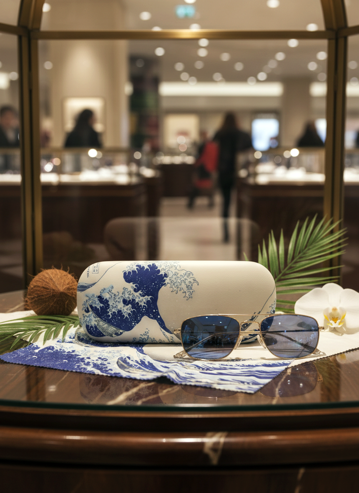 Eyewear Care Gift Set The Great Wave Katsushika Hokusai – spectacle case with microfiber cloth | ArtyGifts
