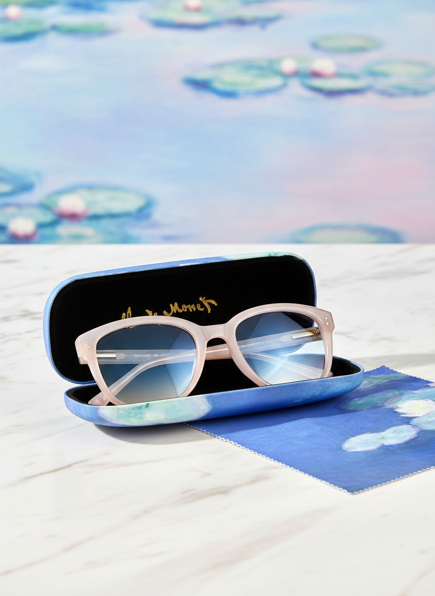 Eyewear Care Gift Set Water Lilies in Evening Light Claude Monet – spectacle case with microfiber cloth | ArtyGifts
