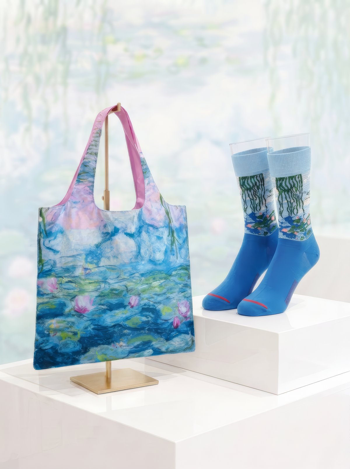 Museum Art Socks & Shopper Bag Gift Set, Water Lilies, Claude Monet