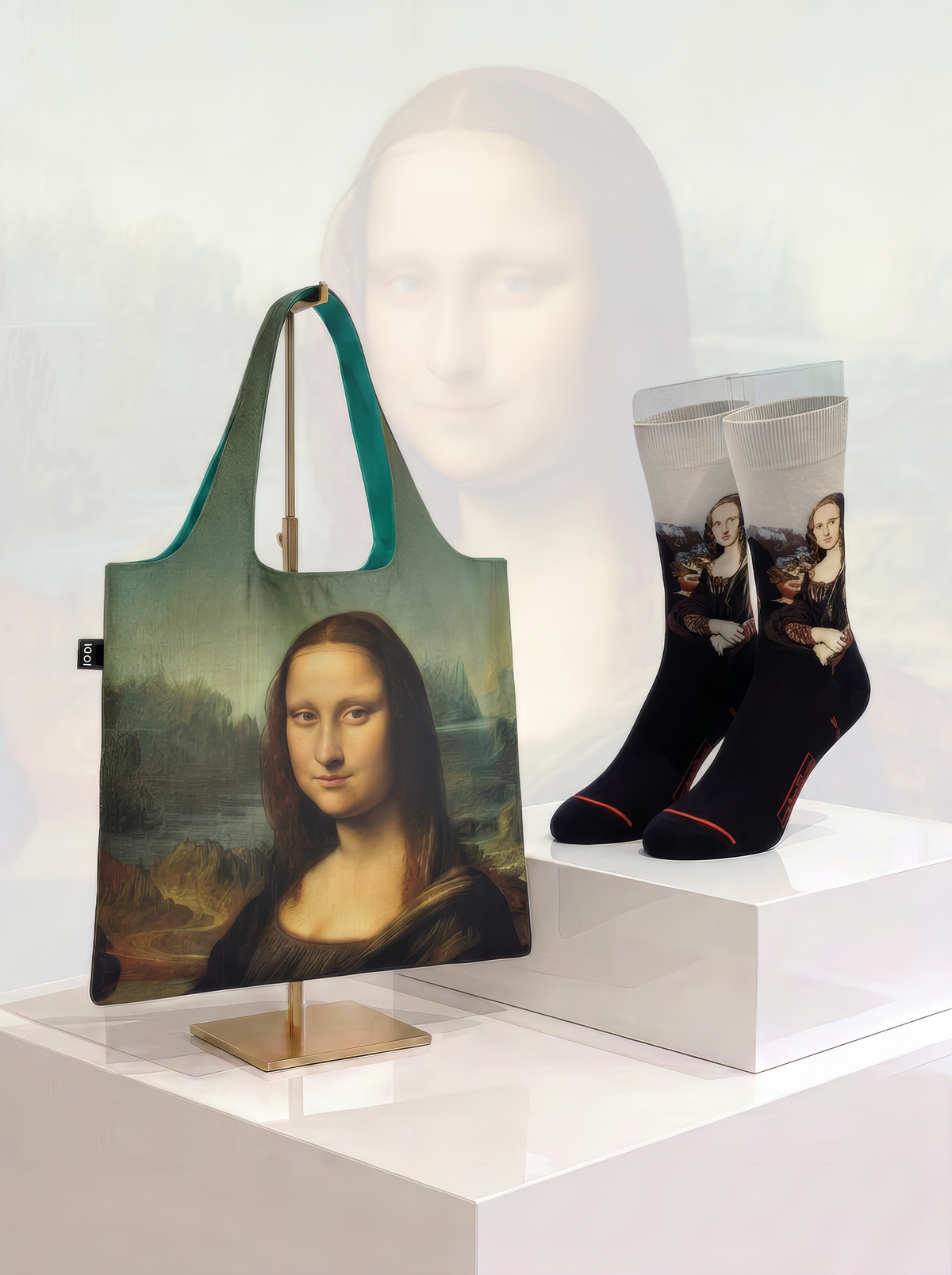 Museum Art Socks & Shopper Bag Gift Set, Mona Lisa, Leonardo da Vinci