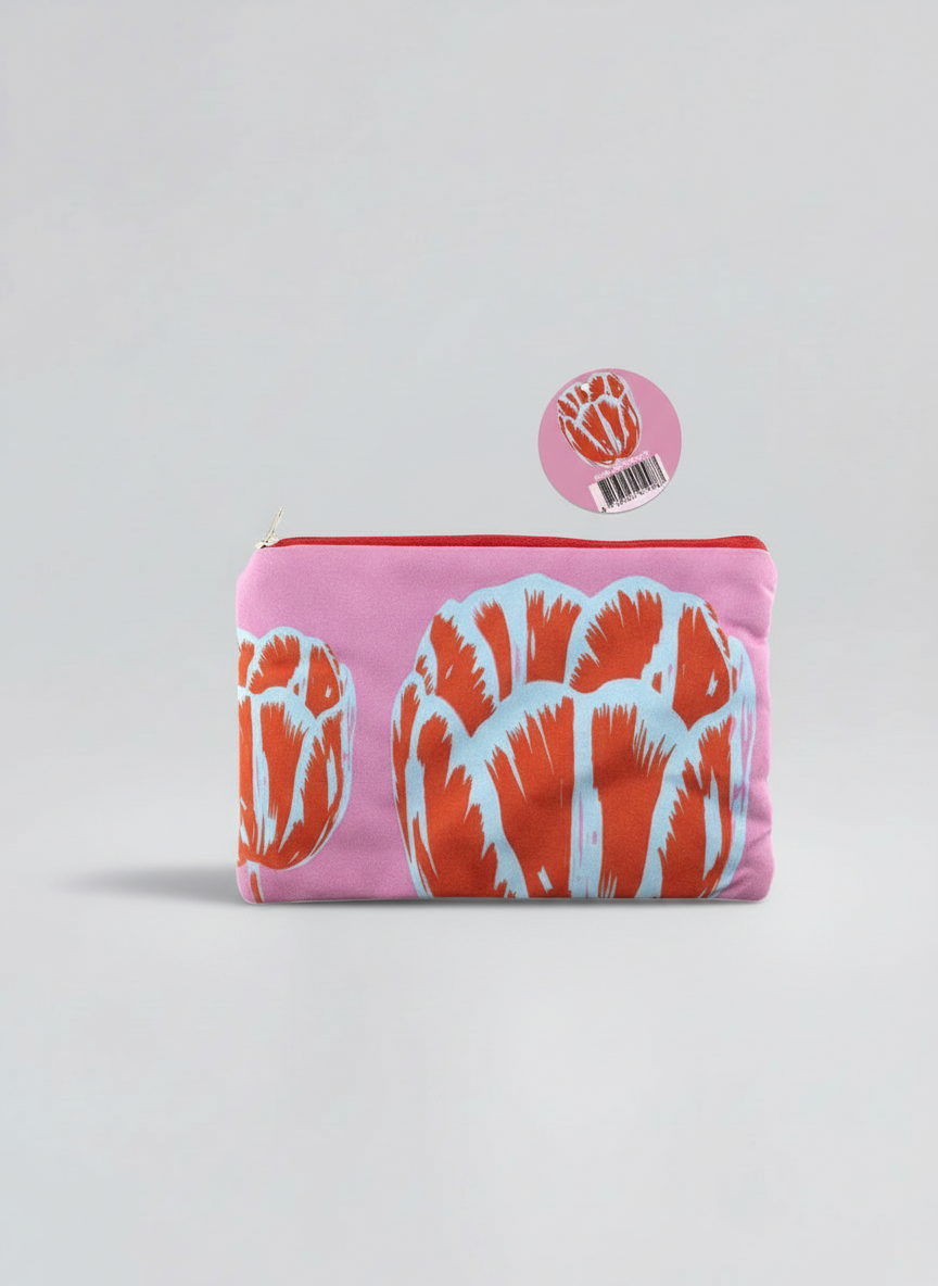 Cosmetic & Travel Bag, Modern Tulip Red