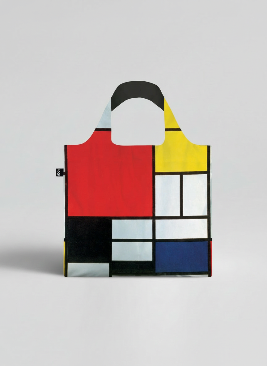 Foldable Shopper Bag Composition Red Blue and Yellow Piet Mondrian – waterproof foldable art bag | ArtyGifts
