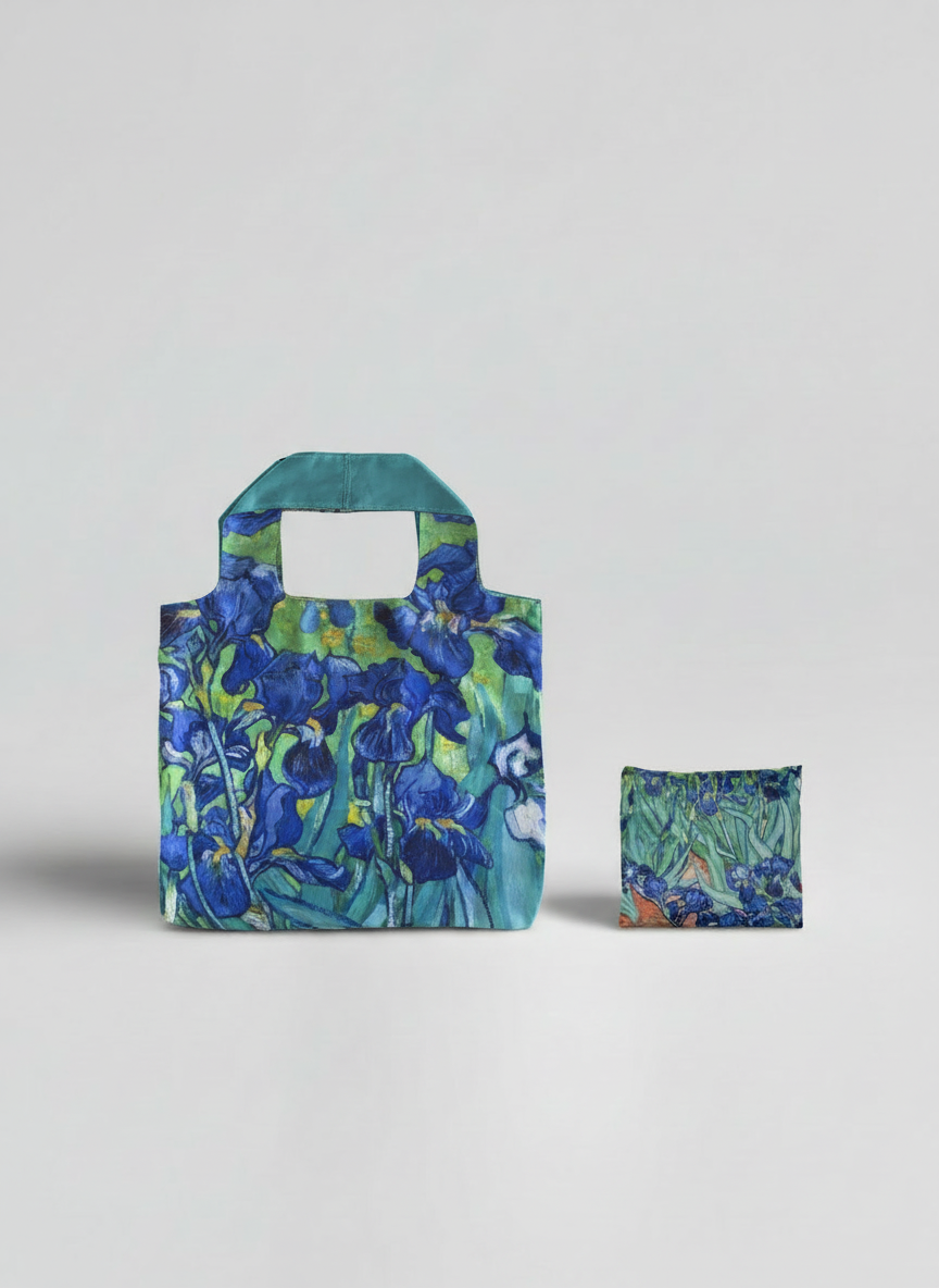 Foldable Shopper Bag Irises Vincent van Gogh – waterproof foldable art bag | ArtyGifts
