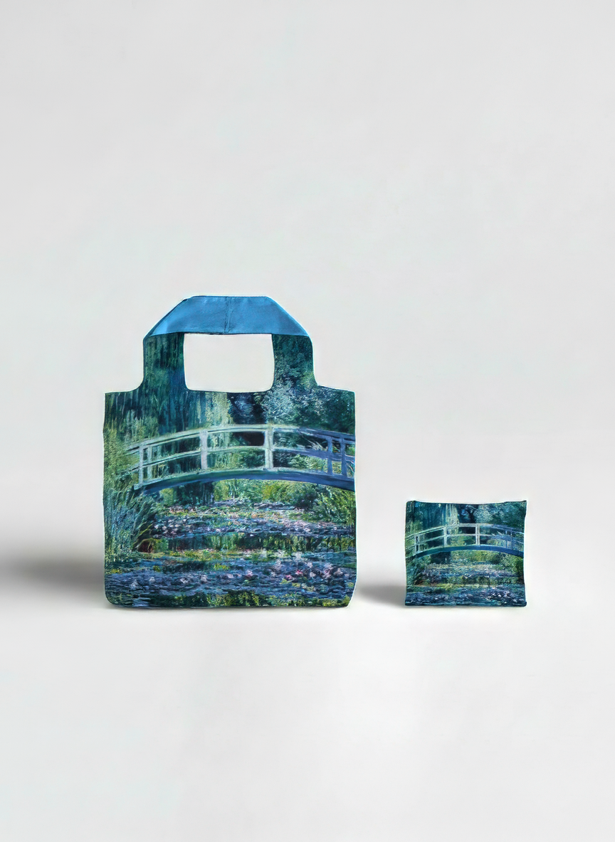 Foldable Shopper Bag Japanese Bridge Claude Monet – waterproof foldable art bag | ArtyGifts
