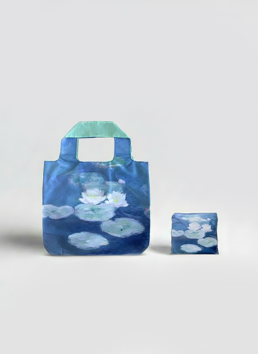 Foldable Shopper Bag Water Lilies in Evening Light Claude Monet – waterproof foldable art bag | ArtyGifts
