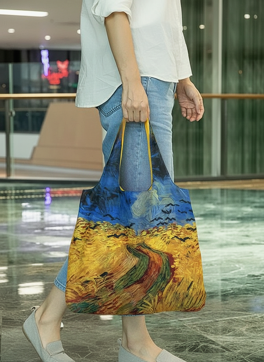 Foldable Shopper Bag Wheatfield with Crows Vincent van Gogh – waterproof foldable art bag | ArtyGifts

