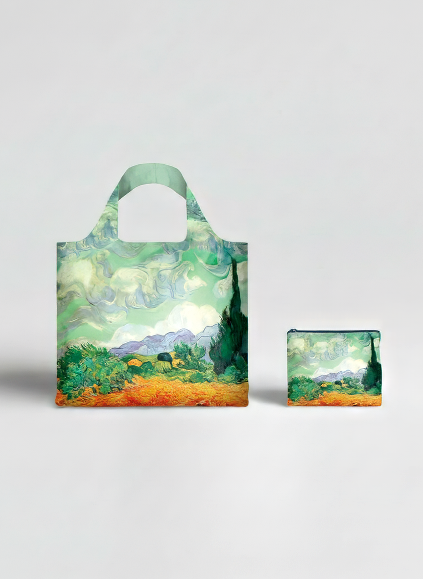 Foldable Shopper Bag Wheatfield with Cypresses Vincent van Gogh – waterproof foldable art bag | ArtyGifts
