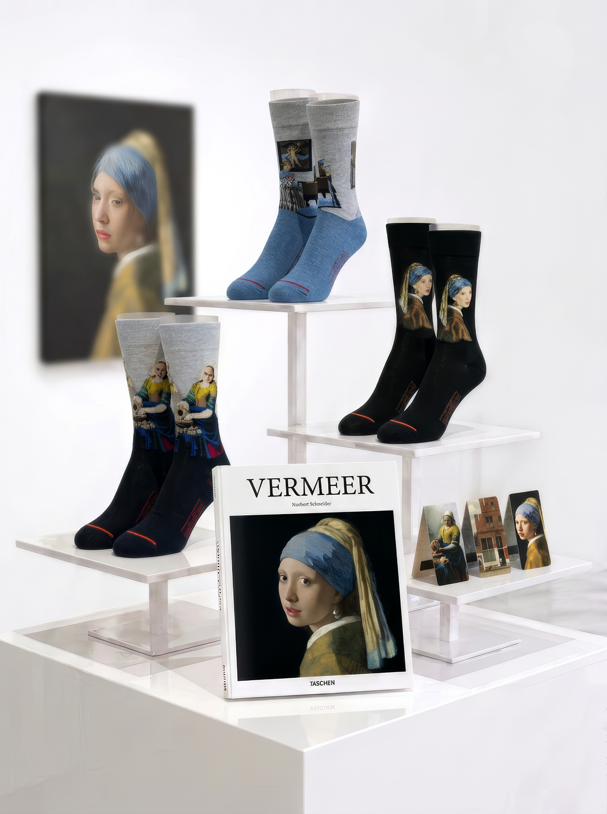 Vermeer 3-Pack Museum Art Lovers Socks Gift Set, Book & Bookmarks