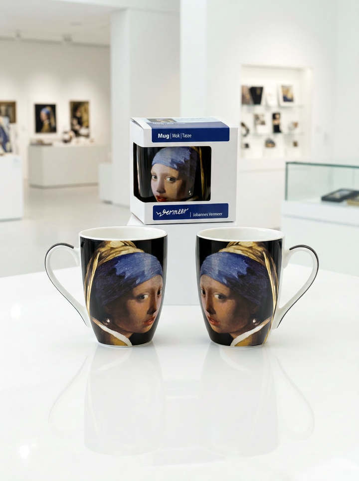 Vermeer Girl with the Pearl Earring porcelain mug set with gift box – Mauritshuis Museum The Hague, ArtyGifts
