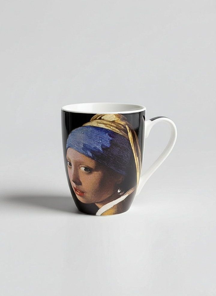 Vermeer Girl with the Pearl Earring porcelain mug side view – art gift, ArtyGifts museum shop