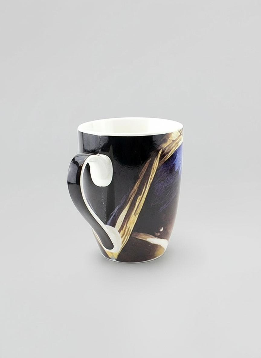 Vermeer Girl with the Pearl Earring porcelain mug back view – art gift, ArtyGifts
