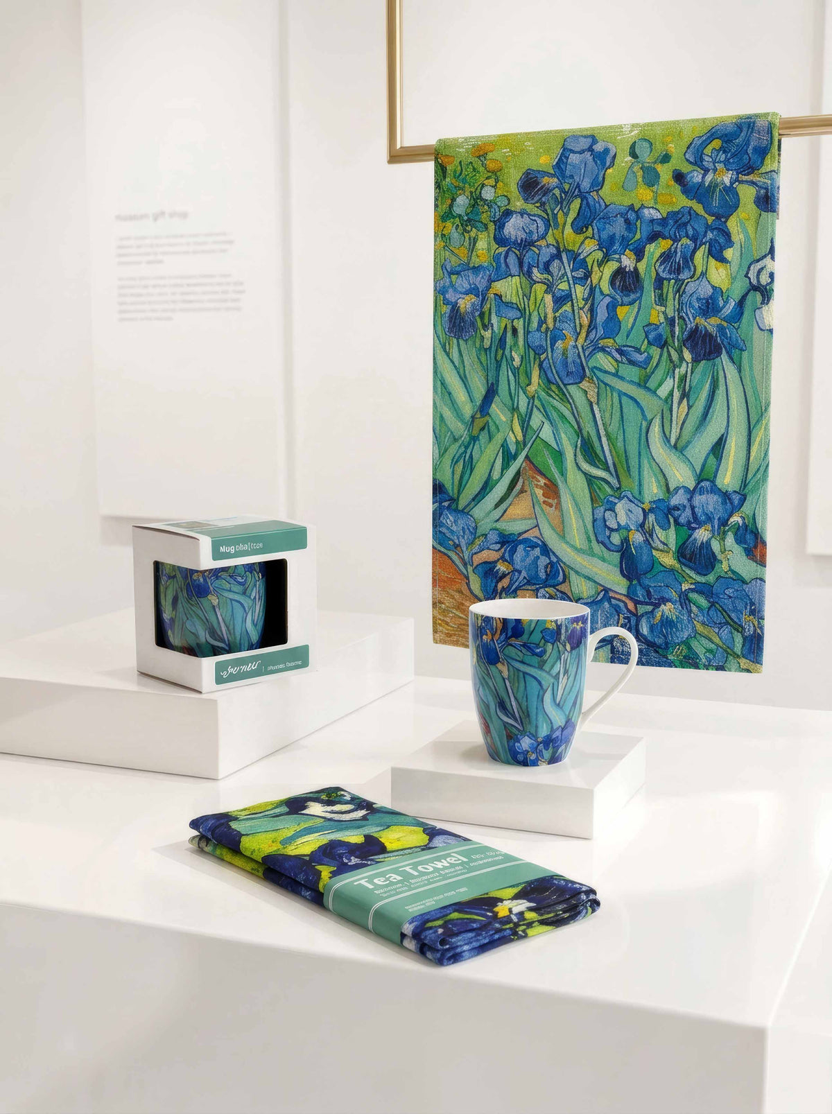 Irises art mug & tea towel gift set by Van Gogh – museum-licensed Dutch Masters art gift from ArtyGifts