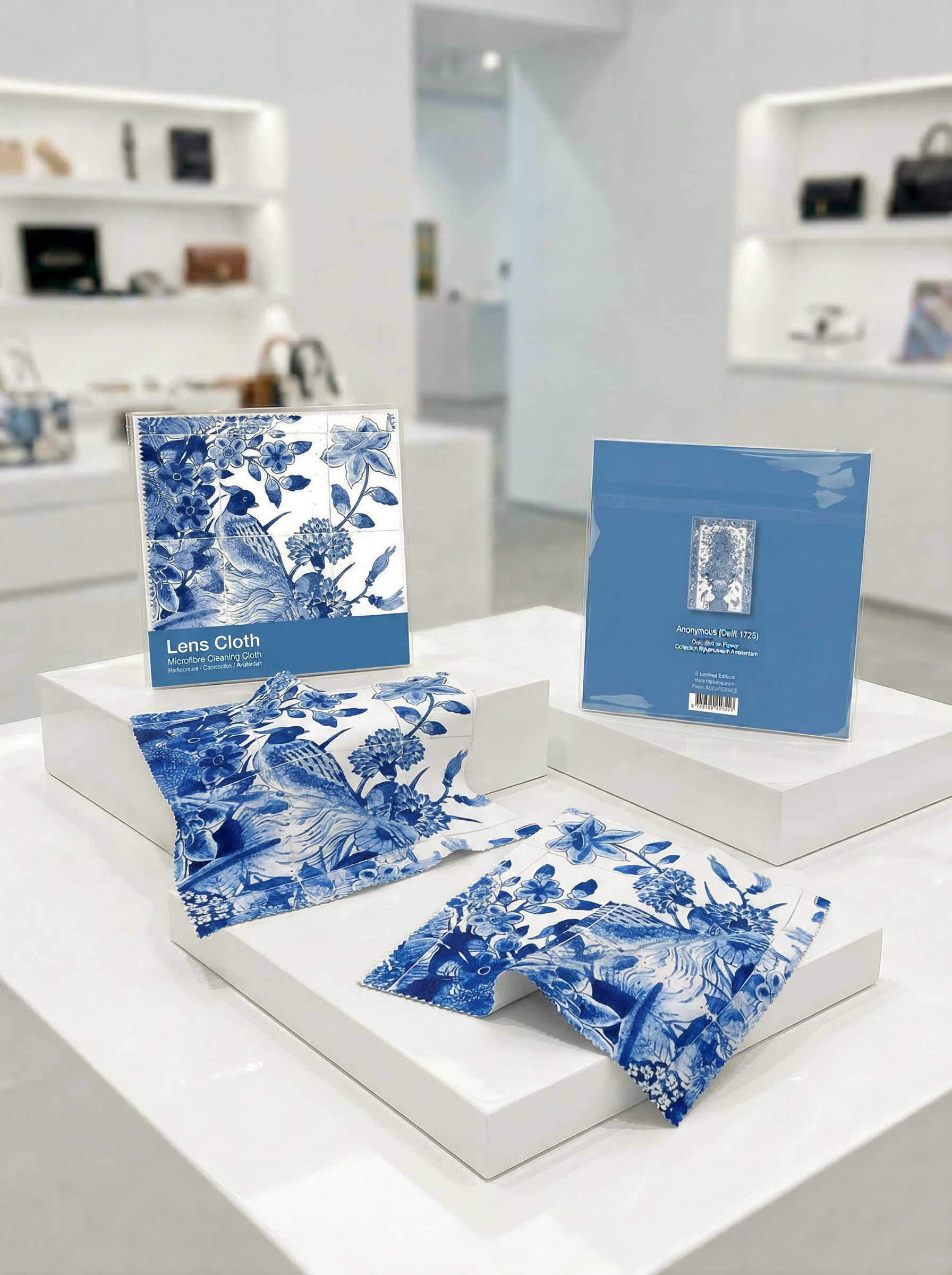 Lens Cloth Set Delft Blue Birds – displayed in museum shop | Rijksmuseum x ArtyGifts

