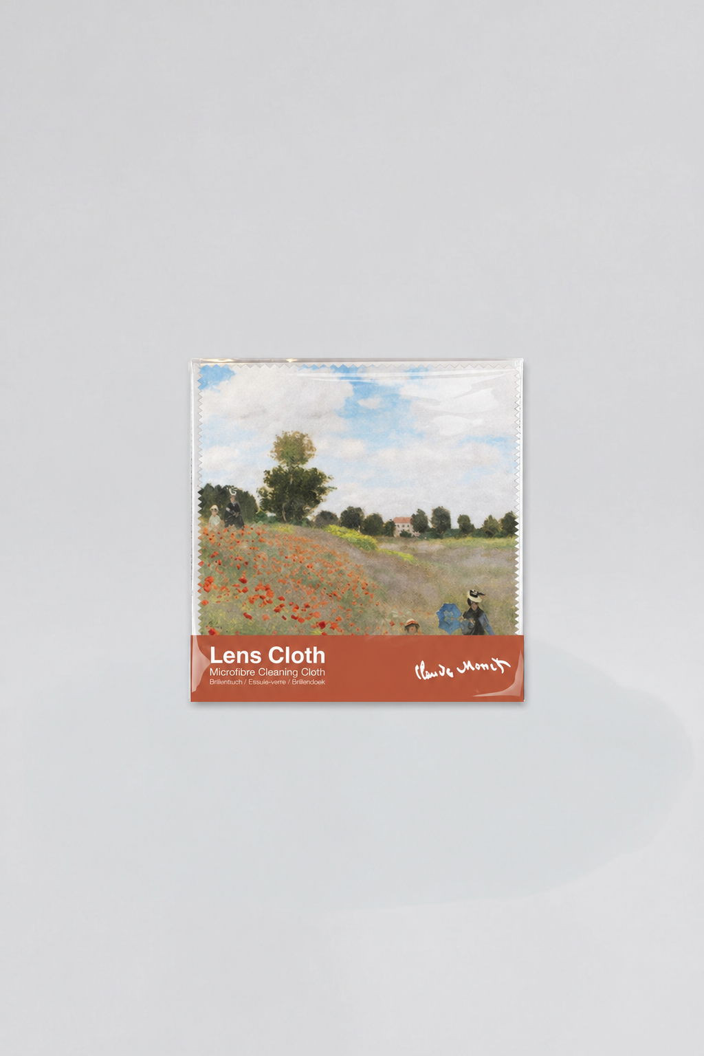 Folded microfiber lens cloth featuring Field with Poppies by Claude Monet from ArtyGifts
