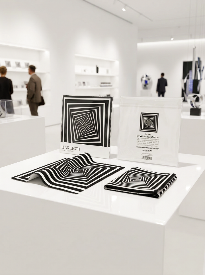 Lens Cloth Set Optical Art – displayed in museum shop | ArtyGifts
