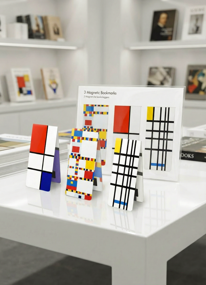 Magnetic Bookmark Set Composition Red, Blue and Yellow Piet Mondrian – displayed in museum shop | ArtyGifts
