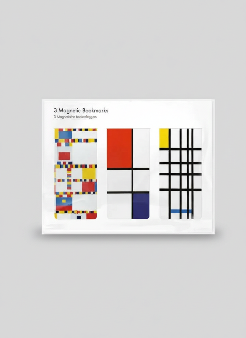 Magnetic Bookmark Set Composition Red, Blue and Yellow Piet Mondrian – art magnetic bookmark set product shot | ArtyGifts
