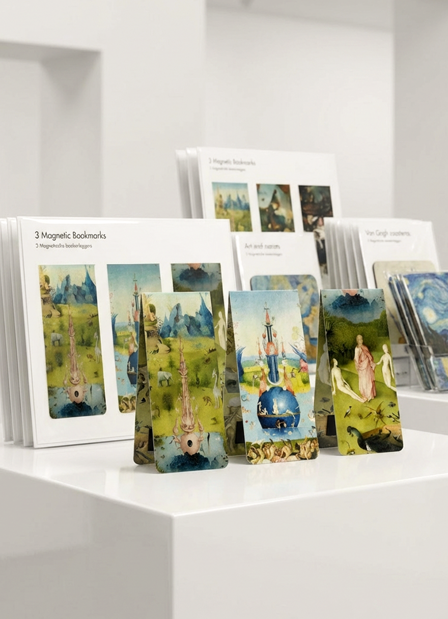 Magnetic Bookmark Set Garden of Earthly Delights Jheronimus Bosch – displayed in museum shop | ArtyGifts
