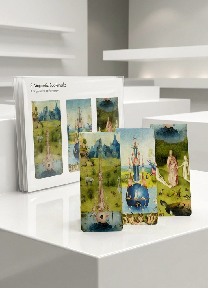 Magnetic Bookmark Set Garden of Earthly Delights Jheronimus Bosch – displayed in museum shop | ArtyGifts
