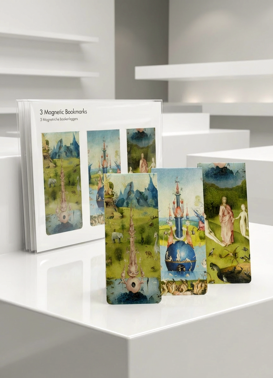 Magnetic Bookmark Set Garden of Earthly Delights Jheronimus Bosch – displayed in museum shop | ArtyGifts
