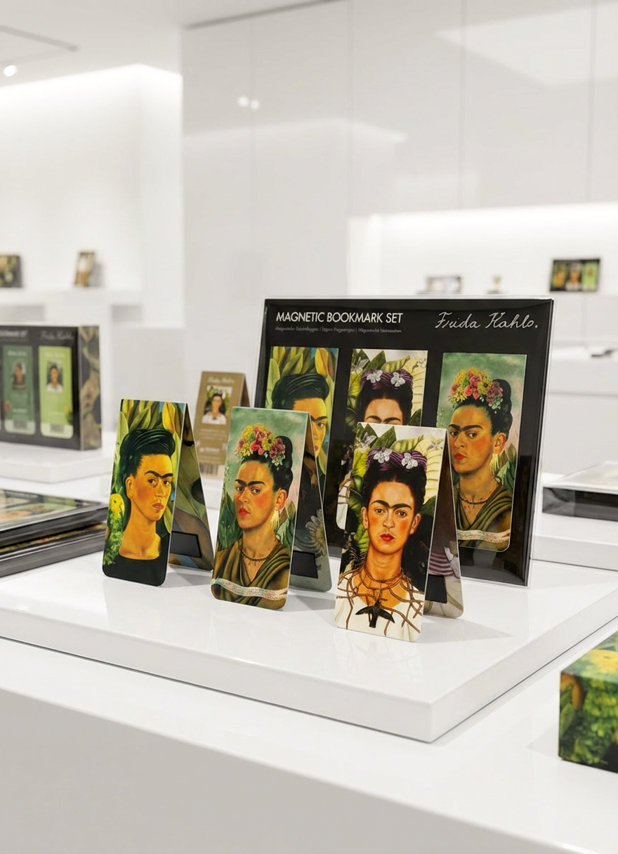 Magnetic Bookmark Set Masterpieces Frida Kahlo – displayed in museum shop | ArtyGifts
