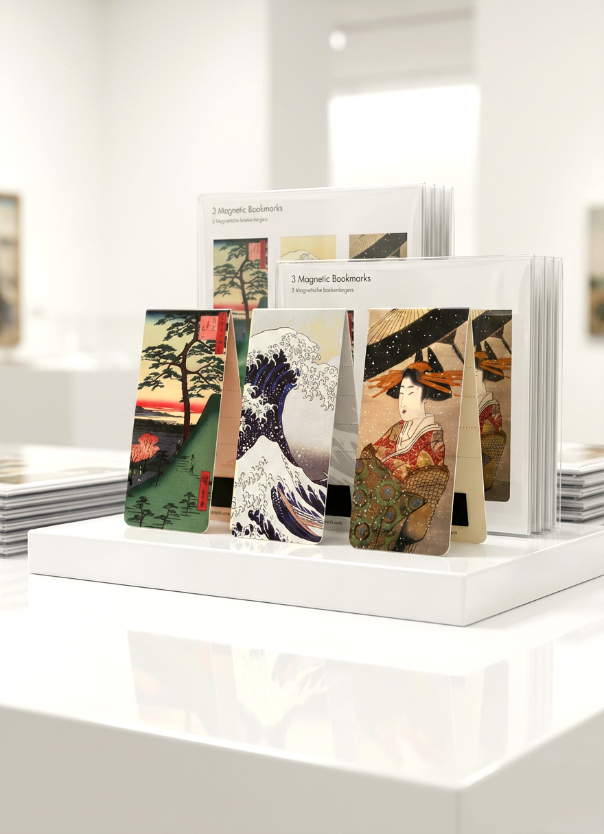 Magnetic Bookmark Set Masterpieces Katsushika Hokusai – displayed in museum shop | ArtyGifts
