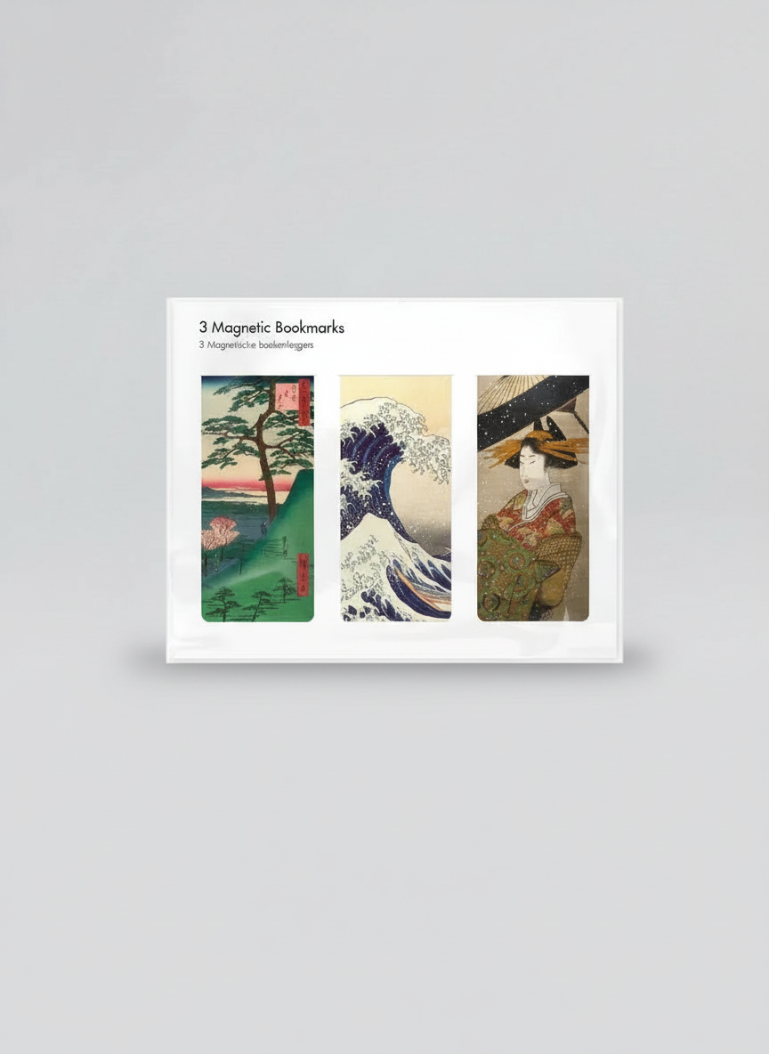 Magnetic Bookmark Set Masterpieces Katsushika Hokusai – art magnetic bookmark set product shot | ArtyGifts
