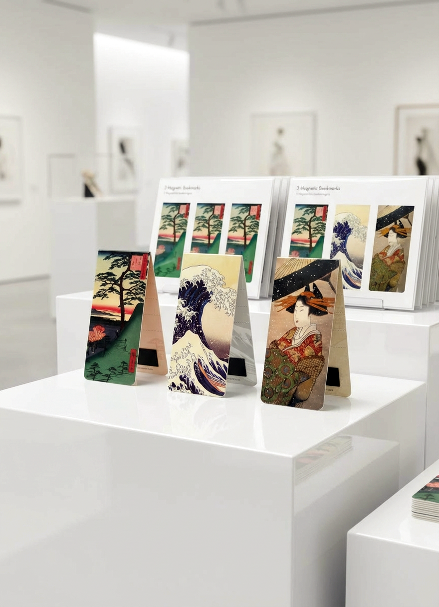Magnetic Bookmark Set Masterpieces Katsushika Hokusai – displayed in museum shop | ArtyGifts
