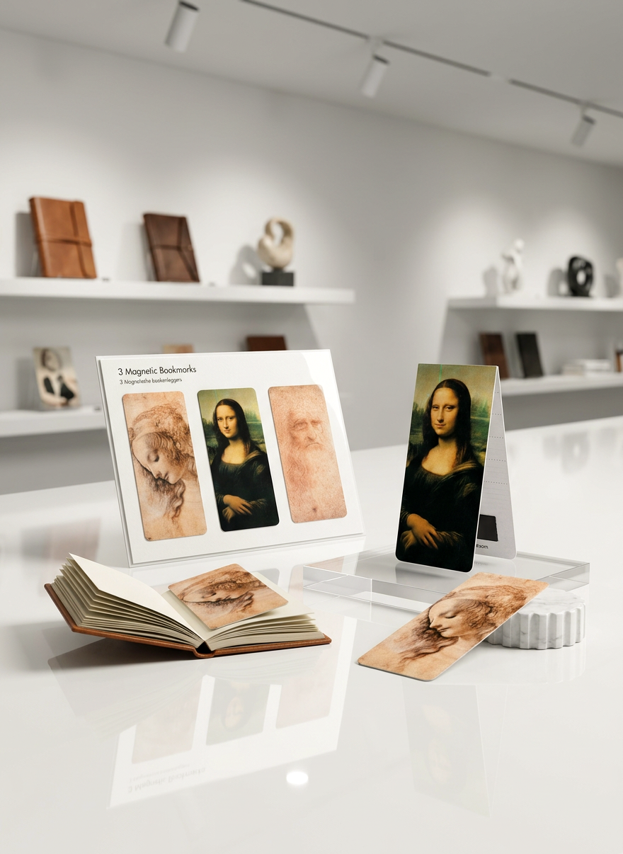 Magnetic Bookmark Set Masterpieces Leonardo da Vinci – art magnetic bookmark set product shot | ArtyGifts
