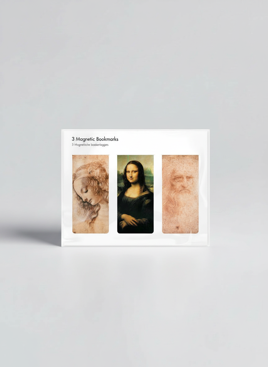 Magnetic Bookmark Set Masterpieces Leonardo da Vinci – art magnetic bookmark set detail shot | ArtyGifts
