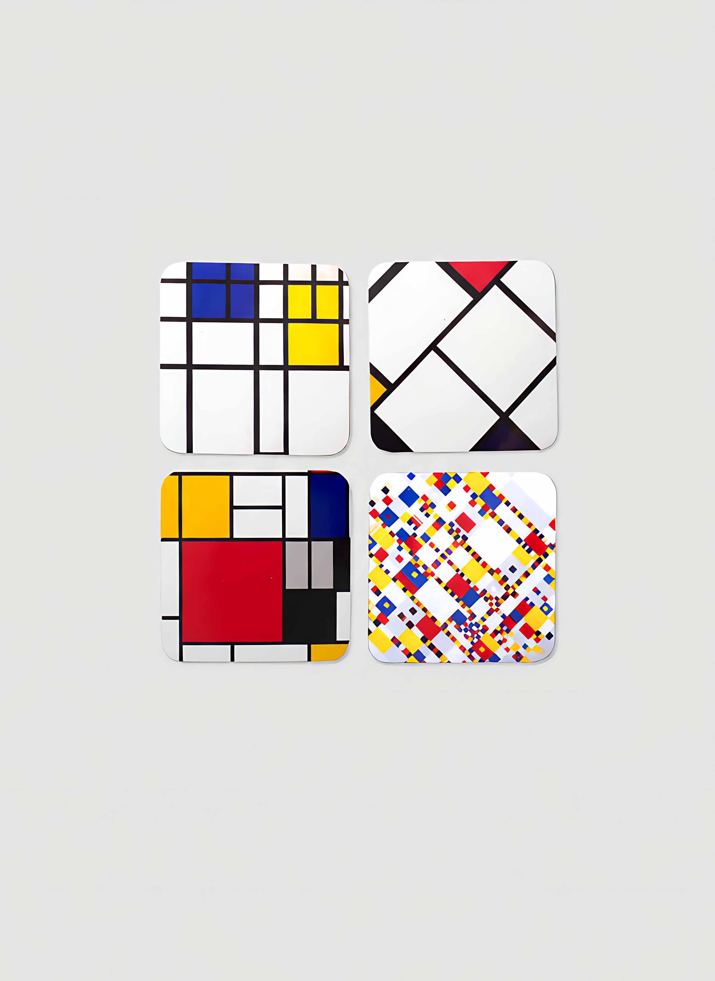 Set of 4 Piet Mondrian Composition cork coasters — art souvenir gift for him or her | ArtyGifts