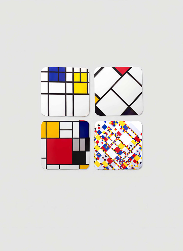 Set of 4 Piet Mondrian Composition cork coasters — art souvenir gift for him or her | ArtyGifts