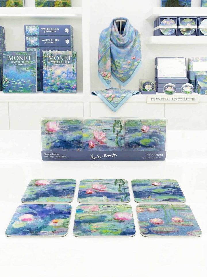 Monet Water Lilies coaster set with gift box in museum shop — art souvenir gift for him or her | ArtyGifts