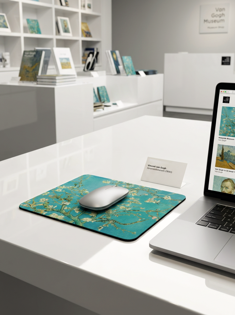 Mousepad Almond Blossom Vincent van Gogh – displayed in museum shop | ArtyGifts
