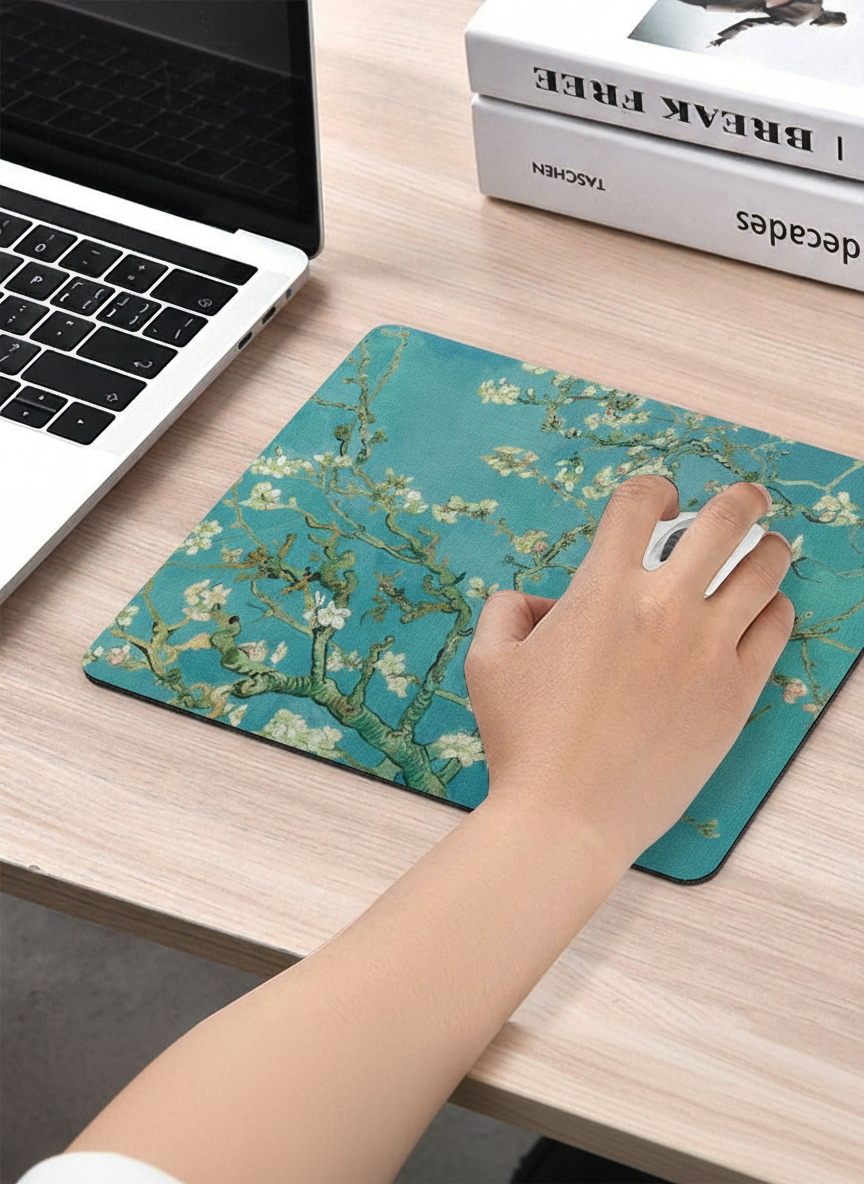 Mousepad Almond Blossom Vincent van Gogh – lifestyle shot | ArtyGifts
