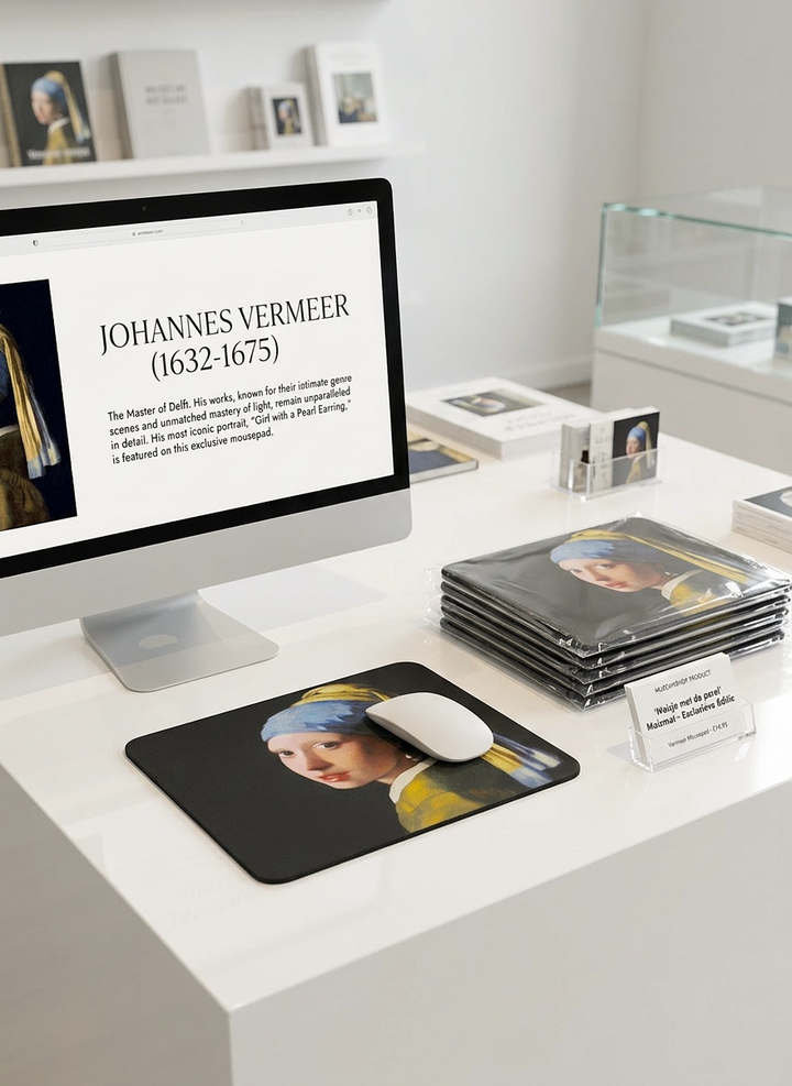 Mousepad Girl with the Pearl Earring Johannes Vermeer – displayed in museum shop | ArtyGifts
