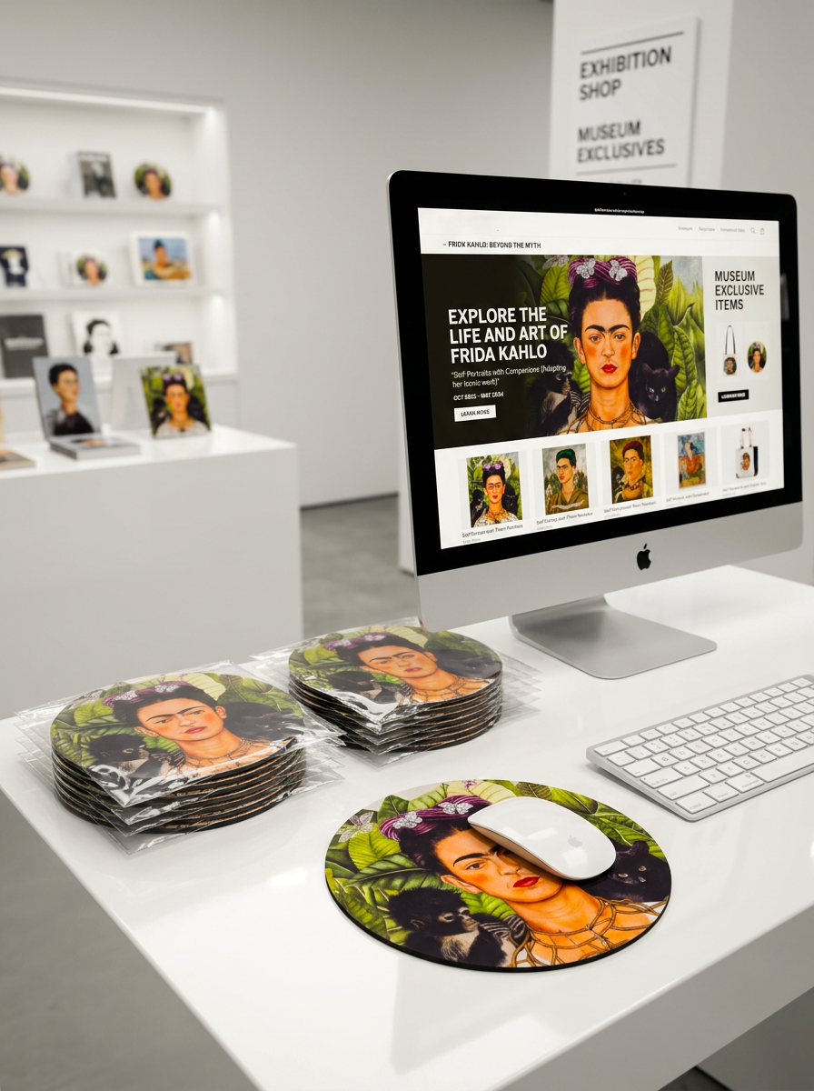 Mousepad Self Portrait Frida Kahlo – displayed in museum shop | ArtyGifts
