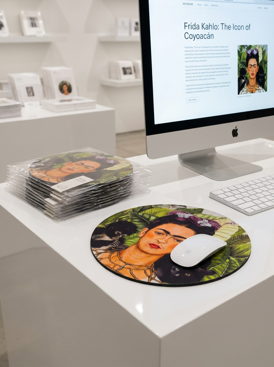Mousepad Self Portrait Frida Kahlo – displayed in museum shop | ArtyGifts

