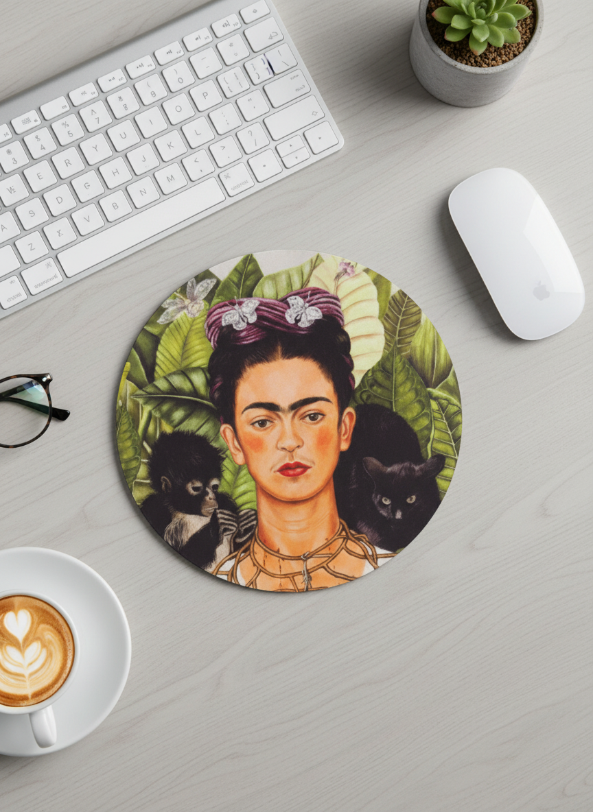 Mousepad Self Portrait Frida Kahlo – lifestyle shot | ArtyGifts
