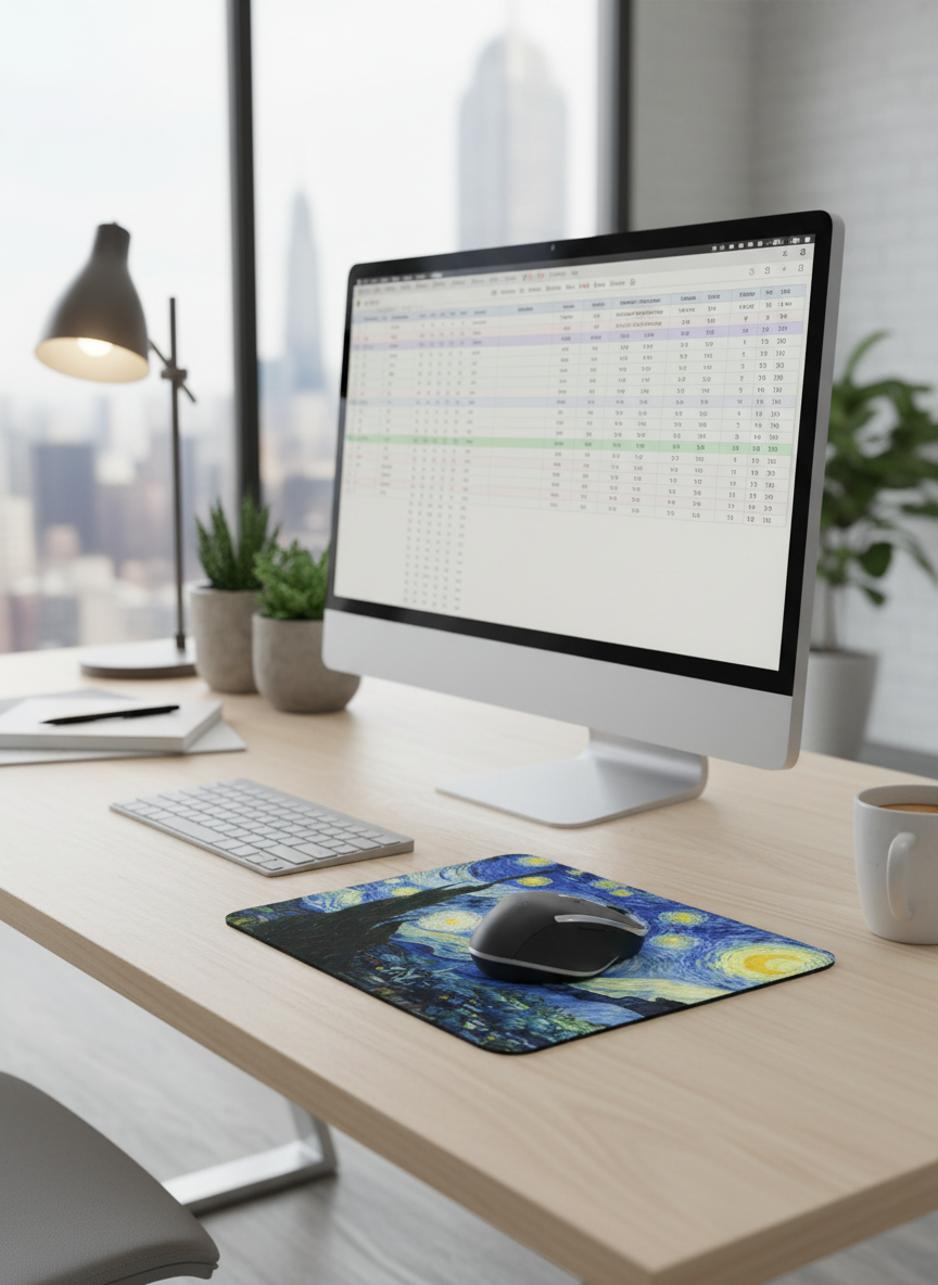 Mousepad Starry Night Vincent van Gogh – displayed in museum shop | ArtyGifts
