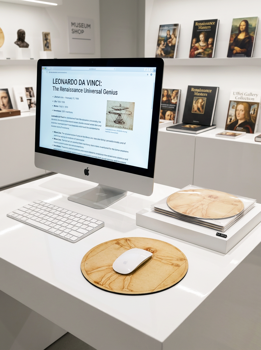 Mousepad Vitruvian Man Leonardo da Vinci – displayed in museum shop | ArtyGifts

